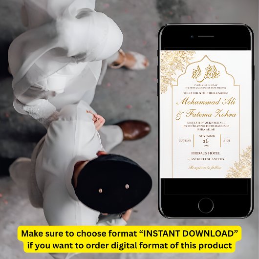 Gouden bloemmotief Moskee Elegantie Moslim Trouw N Kaart