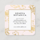  gouden bloemmotief op roze designer vierkante visitekaartje (Achterkant)