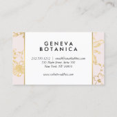  gouden bloemmotief op roze designer visitekaartje (Achterkant)