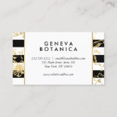  gouden bloemmotief op Striped Designer Visitekaartje (Achterkant)