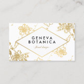  gouden bloemmotief op wit designer visitekaartje (Voorkant)