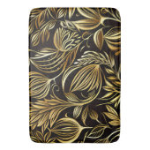 Gouden bloemmotief op zwart badmat (Voorkant Verticaal)