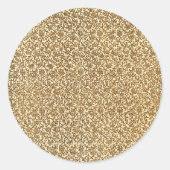 Gouden Bloemmotief Ronde Sticker (Voorkant)