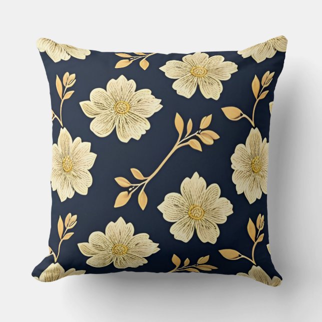 Gouden Bloemmotieven Kussen (Voorkant)