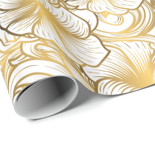 Gouden bloemontwerp cadeaupapier (Rol Hoek)