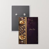 Gouden Bloemornament met Parels Knoop Button (Voorkant / Achterkant)