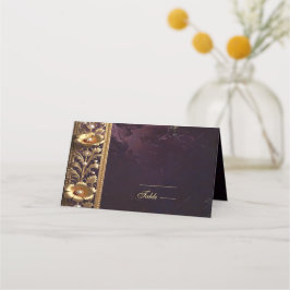 Gouden bloemornament met parels placecard plaatskaartje