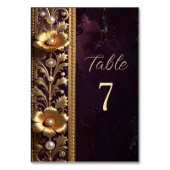 Gouden Bloemornament met Parels Tafelnummer (Achterkant)