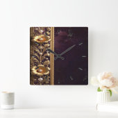 Gouden Bloemornament Wandklok (Huis)