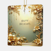 Gouden Bloemornamenten Kerstversiering Keramisch Ornament (Links)