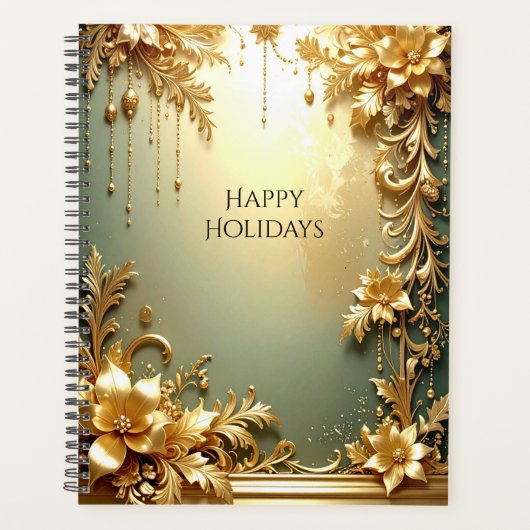 Gouden Bloemornamenten Vakantie Planner (Voorkant)