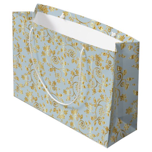 gouden bloempatroon groot cadeauzakje (Achterkant Gekanteld)