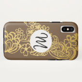 gouden bloempatroon monogram Case-Mate iPhone case (Achterkant (horizontaal))