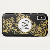 gouden bloempatroon monogram Case-Mate iPhone case (Achterkant (horizontaal))