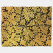 Gouden Bloempatroon Oriëntaalse Bloem Fleece Deken (Voorkant (Horizontaal))
