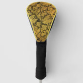 Gouden Bloempatroon Oriëntaalse Bloem Golfheadcover (Voorkant)