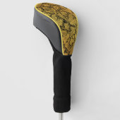 Gouden Bloempatroon Oriëntaalse Bloem Golfheadcover (Schuin)
