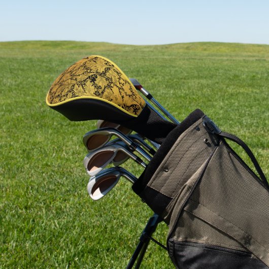 Gouden Bloempatroon Oriëntaalse Bloem Golfheadcover (Insitu)