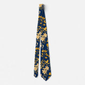 Gouden Bloempatroon voor Herfst.2 DBlue BG Stropdas (Achterkant)