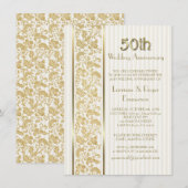 Gouden bloemrijke elegantie 50ste huwelijksjubileu kaart (Voorkant / Achterkant)