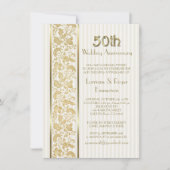 Gouden bloemrijke elegantie 50ste huwelijksjubileu kaart (Voorkant)