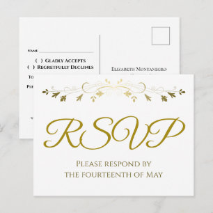 Gouden Bloemrijke Filigraan Rand Elegante Trouw RS Briefkaart