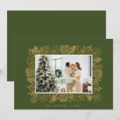 Gouden bloemrijke kerstkaart (Voorkant / Achterkant)