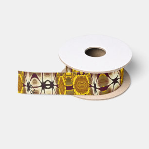Gouden Bloemrijke Mandala Boho Patroon Satijnen Lint