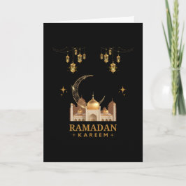 Gouden Bloemrijke Ramadan Kareem Viering Kaart