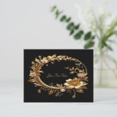 Gouden Bloemrijke Sierlijke Frame Ansichtkaart Briefkaart (Staand voorkant)