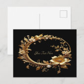 Gouden Bloemrijke Sierlijke Frame Ansichtkaart Briefkaart (Voorkant / Achterkant)