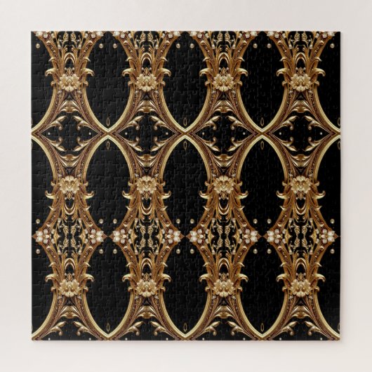Gouden Bloemrijke Sierlijke Legpuzzel (Verticaal)