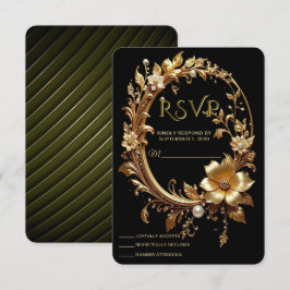 Gouden Bloemrijke Sierlijst RSVP Kaart