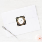 Gouden bloemrond frame met marmeren centrum ✨ vierkante sticker (Envelop)