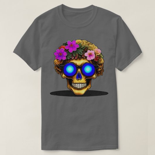 Gouden Bloemschedel T-shirt (Design voorkant)