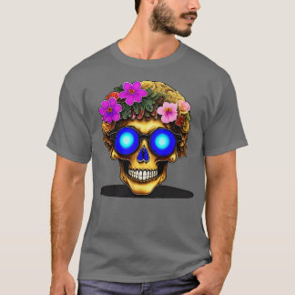 Gouden Bloemschedel T-shirt