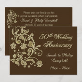 Gouden bloemslingers, harten 50 Huwelijksjubileum Kaart (Voorkant / Achterkant)
