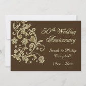 Gouden bloemslingers, harten 50 Huwelijksverjaarda Kaart