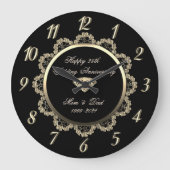 Gouden Bloemslingers Zwart 25-jarig Huwelijksjubil Grote Klok (Voorkant)