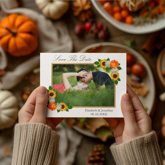 Gouden Bloemstuk Bruiloft Kader Save The Date