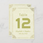 Gouden bloemstuk bruiloft zitplaats tafelnummer (Voorkant / Achterkant)