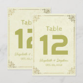 Gouden Bloemstuk Bruiloftstoel Tafel Nummer Kaart (Voorkant / Achterkant)