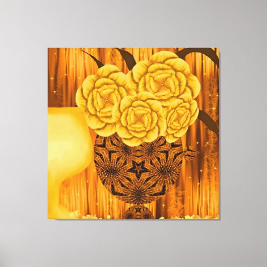 Gouden Bloemstuk Canvas Afdruk (Voorkant)