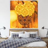 Gouden Bloemstuk Canvas Afdruk (Insitu (Slaapkamer))
