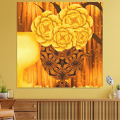 Gouden Bloemstuk Canvas Afdruk (Insitu (Woonkamer))
