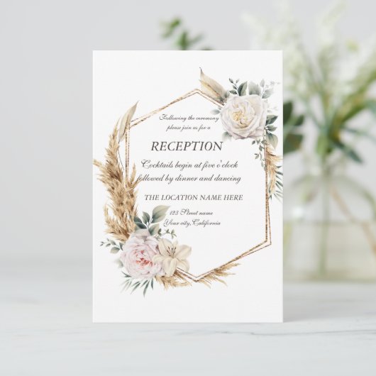 Gouden bloemstuk lijst receptie   kaart (Staand voorkant)