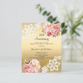 Gouden bloemstukken 50e huwelijksverjaardag uitnod (Staand voorkant)