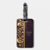 Gouden Bloemversiering Bagage Label (Achterkant verticaal)
