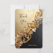 Gouden Bloemversiering Bedankkaart (Voorkant)
