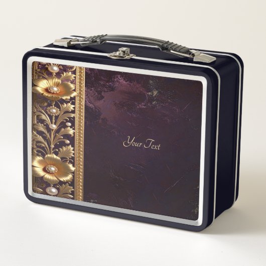 Gouden bloemversiering Lunchbox (Voorkant)